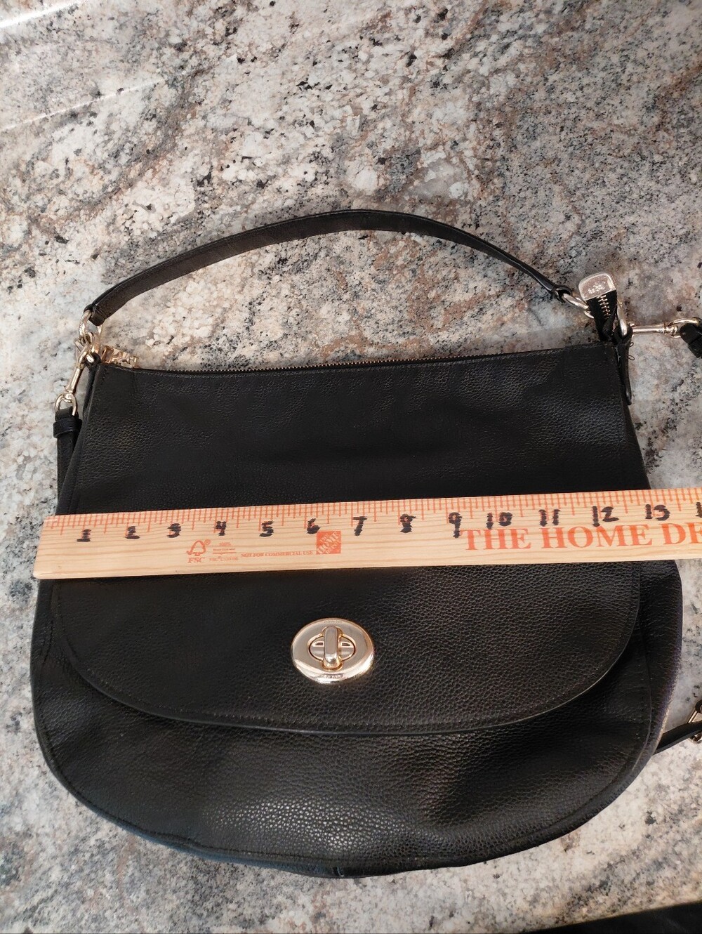 Coach Black Pebbled Leather Turnlock Hobo Bag W/Crossbody Strap No Hngtag Gold - Picture 5 of 12